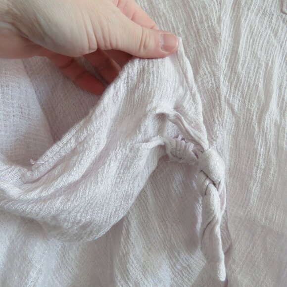 FREE PEOPLE Morning Dolman Tie Sleeve Gauzy Top in White Casual Boho Coastal M - Picture 8 of 14